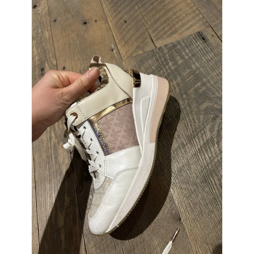 Michael Kors Georgie Trainer Sneakers Women’s Size 7 Leather and Rose Gold Retro